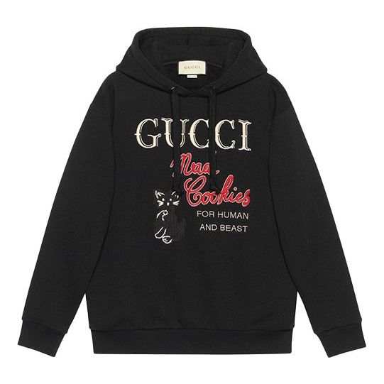 (WMNS) Gucci Mad Cookies Embroidered Hoodie 'Black' 615061-XJC0C-1082