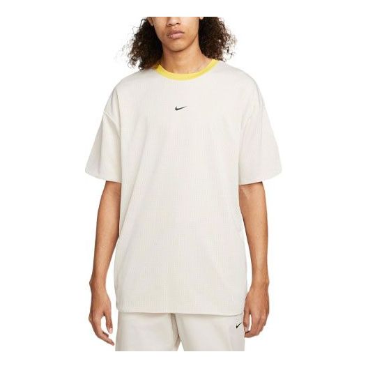 Men's Nike Solid Color Logo Printing Round Neck Short Sleeve Bright Yellow T-Shirt DM6709-104
