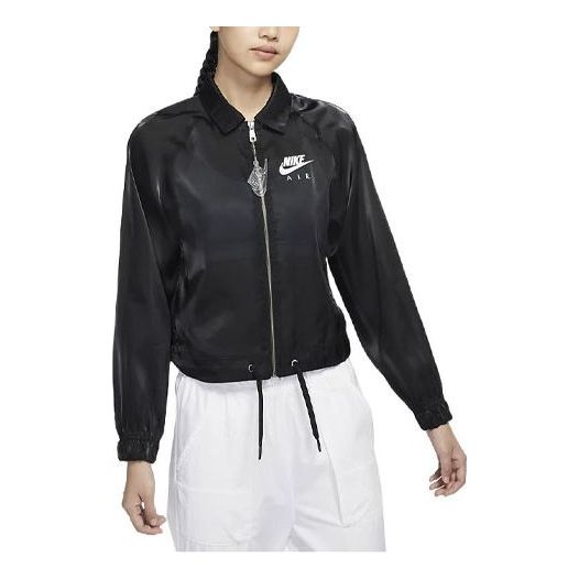 (WMNS) Nike Logo Printing Solid Color Zipper Jacket Black DJ1057-010