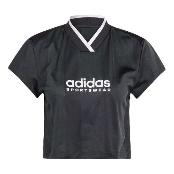 (WMNS) adidas Tiro Colorblock Crop T-Shirt 'Black' IB4758