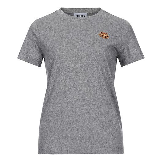 KENZO Small Tiger Head Embroidered Round Neck Short Sleeve Pearl Gray FA62TS8434SJ-94
