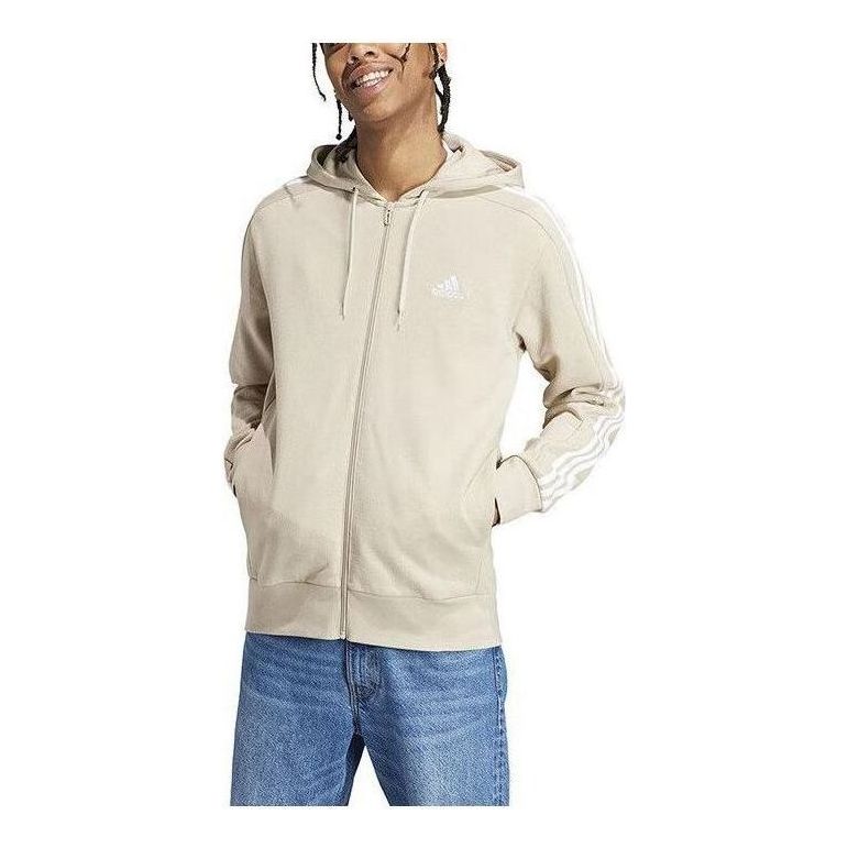 adidas French Terry 3-Stripes Full-Zip Hoodie Jackets 'Beige' IJ8695