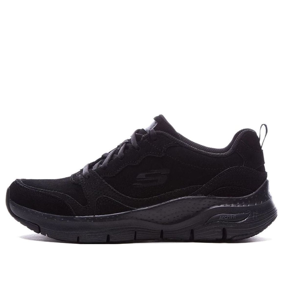 (WMNS) Skechers Arch Fit High Spirits Suede Leather 'Black' 149729-BBK