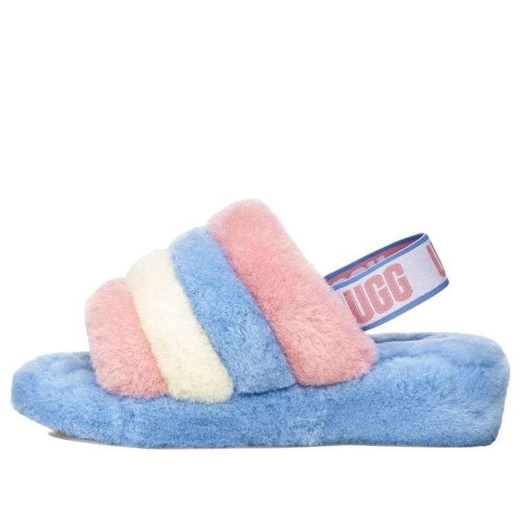 (WMNS) UGG Fluff Yeah Slide Shoe Pink Blue Stripe 1097169-PSTR