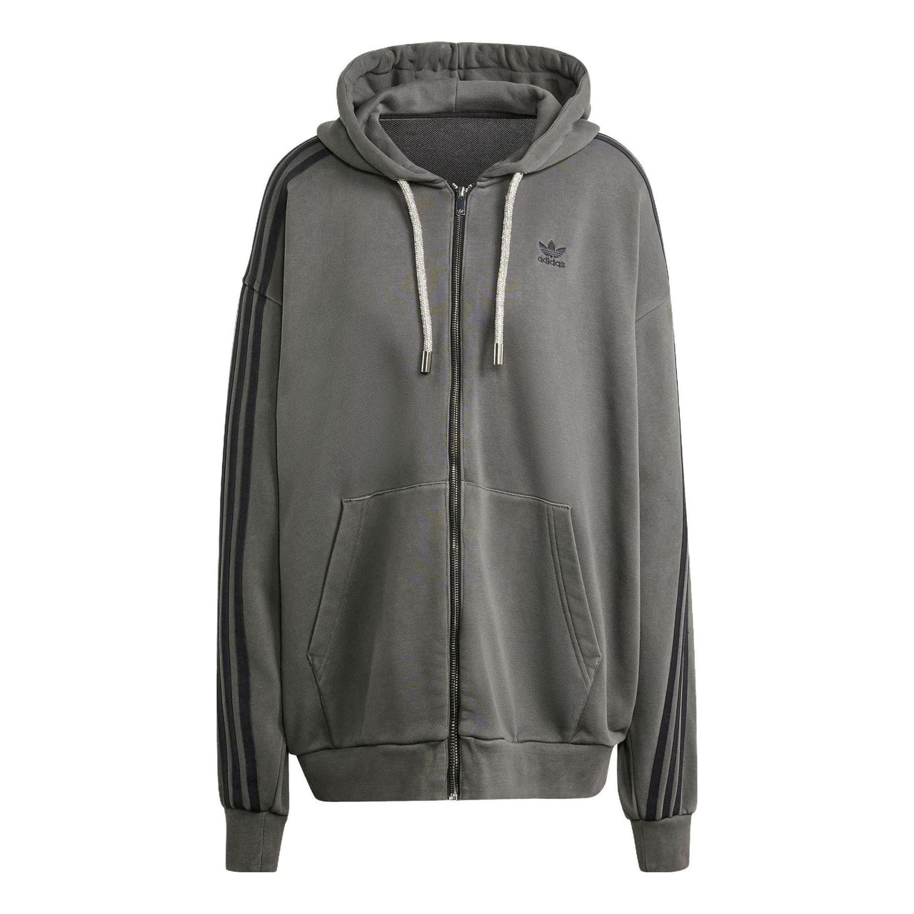 (WMNS) adidas Adilenium Oversized Full-Zip Hoodie 'Grey' IV9334