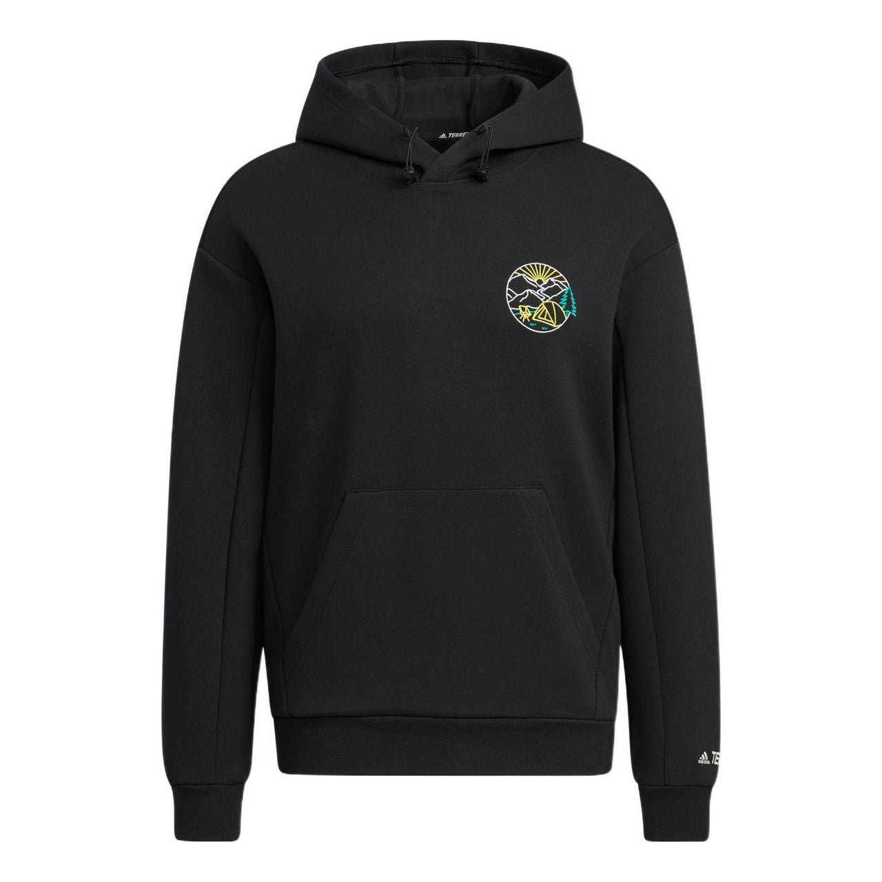 adidas Gfx Hood Swt Back Abstract Pattern Printing Kangaroo Pocket Sports Hooded Long Sleeves Black HN2018