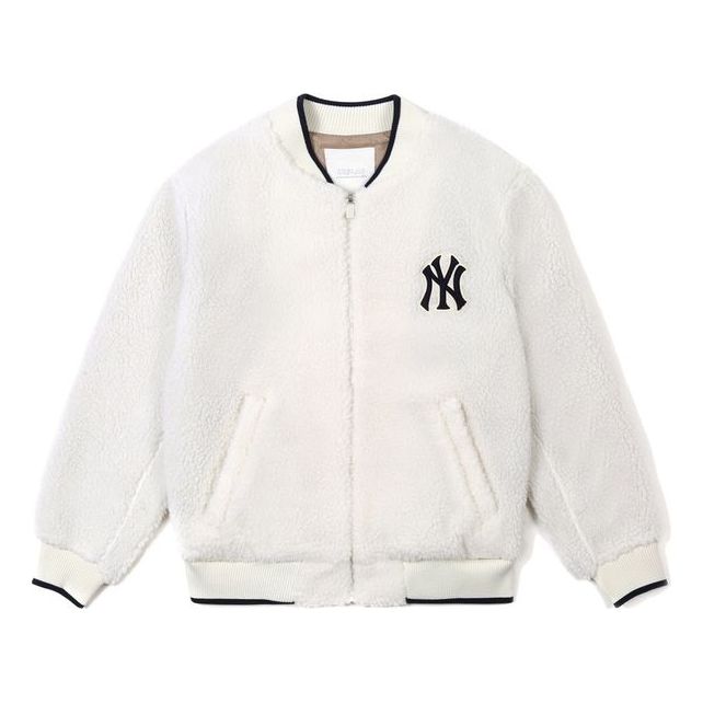 MLB New York Yankees Lambs Wool Jacket Unisex White 31JPF1061-50I