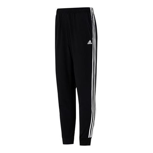Men's adidas 3s Jog Tp Tri Stripe Splicing Bundle Feet Sports Pants/Trousers/Joggers Autumn Black H46105