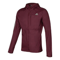adidas Own The Run Jkt Sports Woven Hooded Jacket Red H34516