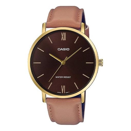 Casio Dress Busines Classic Analog Watch 'Gold Brown Red Wine' MTP-VT01GL-5B