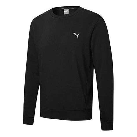 PUMA Embroidered Logo Sports Pullover Round Neck Black 590321-01