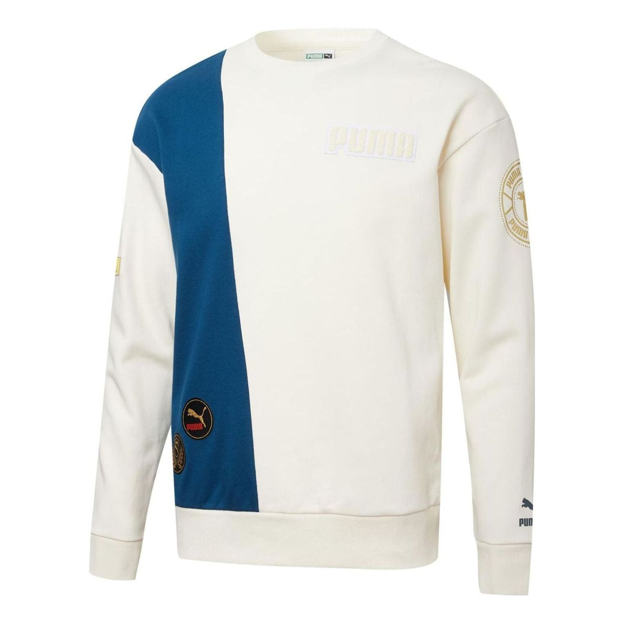 PUMA Mix Badge Long Crew Sweater 'White' 537008-65