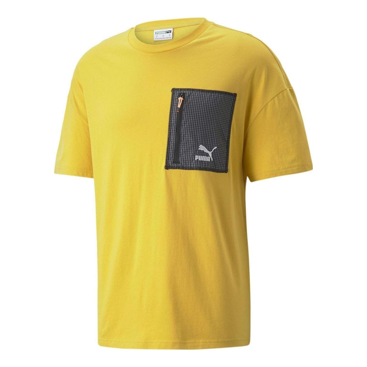 PUMA Logo Zip Pocket Tee 'Yellow' 535418-31