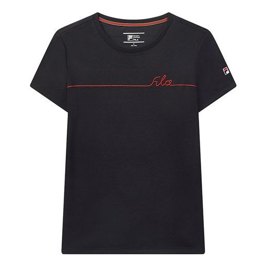 (WMNS) FILA Back Stripe Pattern Printing Short Sleeve Blue F11W021108G-NV