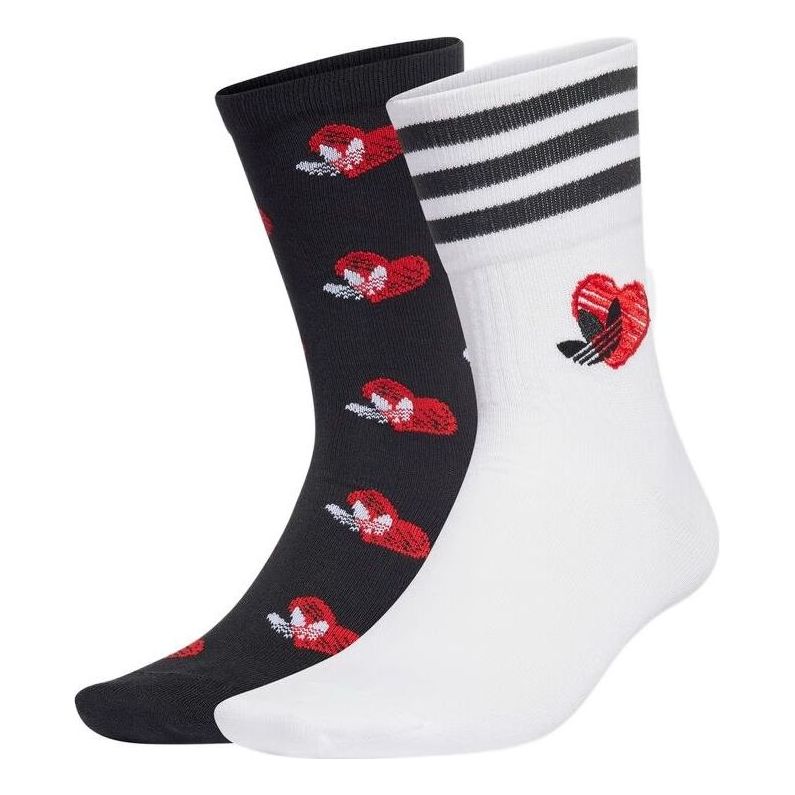 adidas Mid-Cut Socks 2 Pairs 'Black White' HM4191