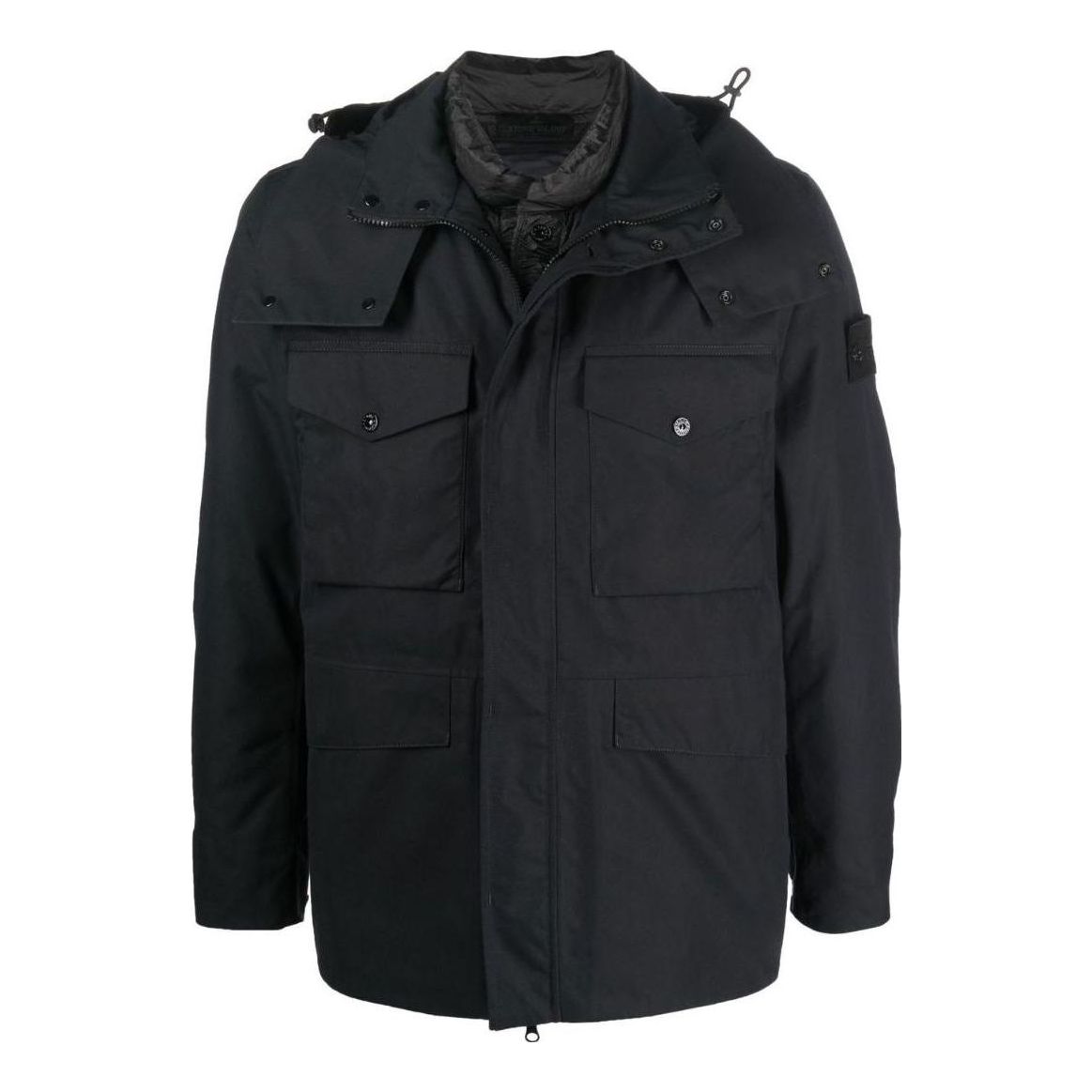 STONE ISLAND Detachable Hooded Down Jacket 'Black' 7715437F1-V0029