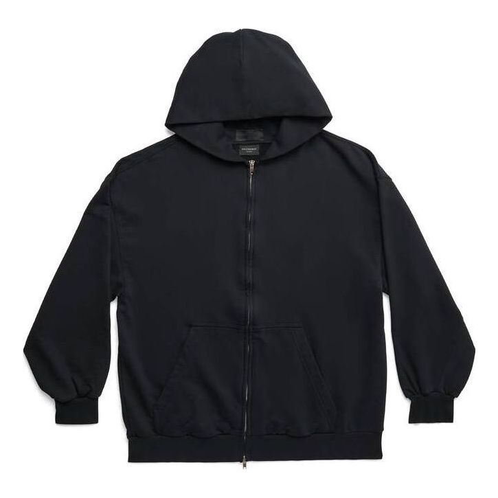 Balenciaga Outside Loop Zip-Up Hoodie Small Fit 'Black Faded' 744454TOVF51055