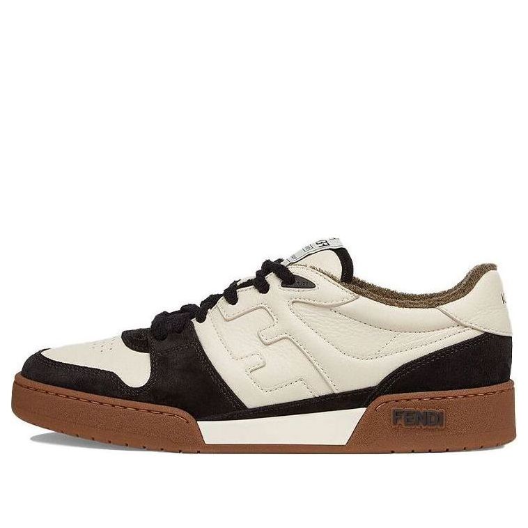 حذاء FENDI Match منخفض الرقبة من جلد الغزال باللون الأسود والبيج 7E1493AHH2F1FZB