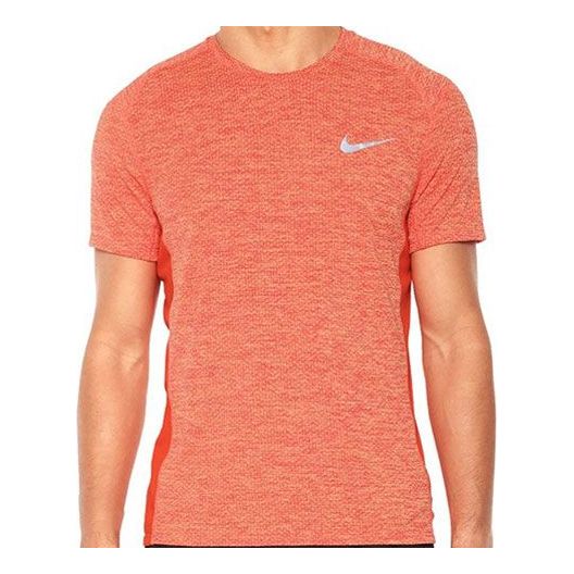 Men's Nike Solid Color Sports Breathable Round Neck Pullover Short Sleeve Orange T-Shirt 834241-809