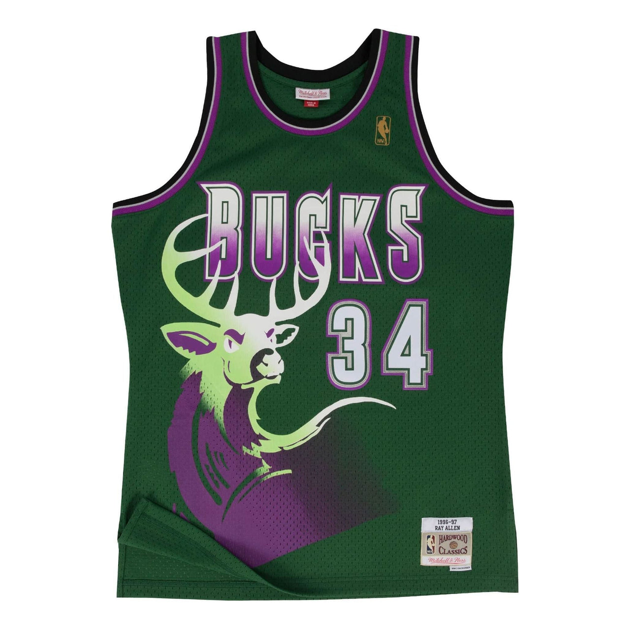 Mitchell & Ness NBA Ray Allen Milwaukee Bucks 1996/97 Swingman Jersey #34 SMJYGS18181-MBUDKGNRAL96