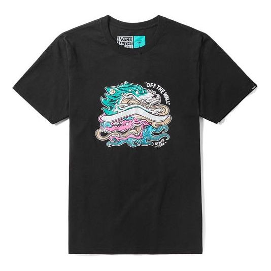 Men's Vans Printing Sports Round Neck Short Sleeve Black VN0A3ZNOBLK