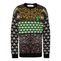 Men's Off-White FW21 Logo Arrow Pattern Round Neck Wool Sweater Loose Fit Green OMHE059F20KNI00109550955