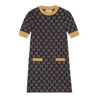 (WMNS) Gucci GG lam jacquard dress 'Navy Gold' 692707-XKB54-4597