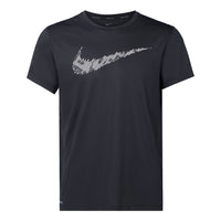 Nike Stripe Logo Printing Training Sports Short Sleeve Black DD1622-010