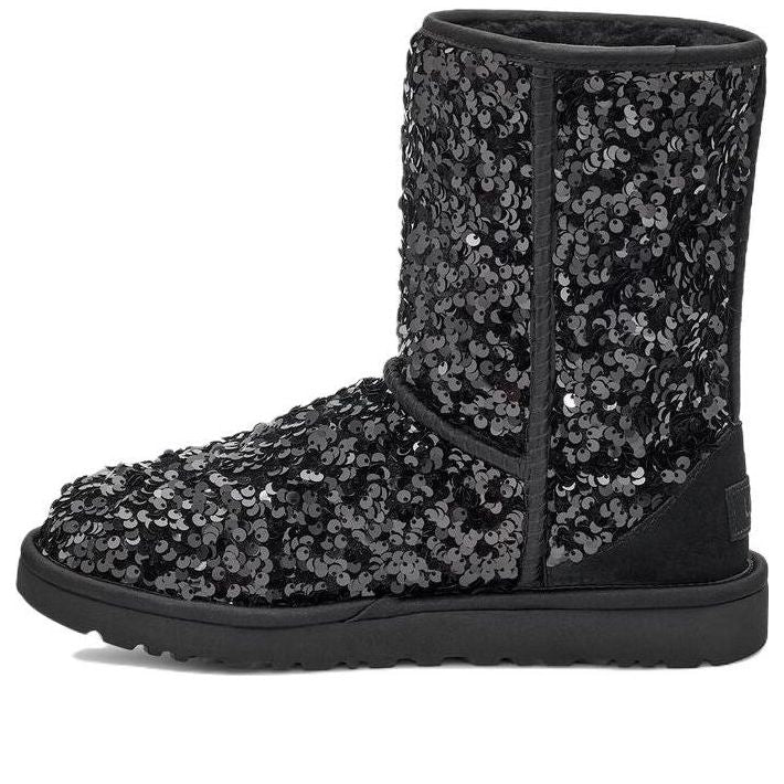 (WMNS) UGG Classic Short 'Sequin Black Grey' 1130650-BLK