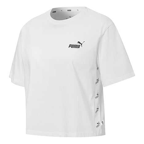 (WMNS) PUMA Printed LogoShort Sleeve TEE White 586597-02