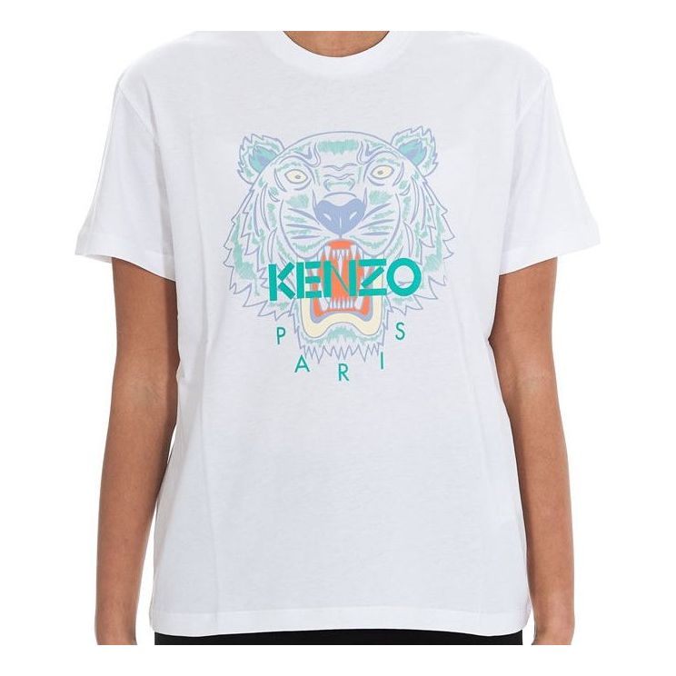 KENZO SS20 Tiger Head Pattern Short Sleeve White FA5-2TS959-4YA-01