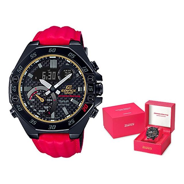 CASIO EDIFICE Waterproof Limited Edition Mens Red/Black Analog/Digital Combo ECB-10HR
