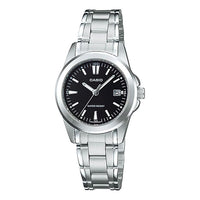 CASIO Minimalistic Fashion Steel Strip Waterproof Quartz Watch Black Stainless Steel Strap LTP-1215A-1A2
