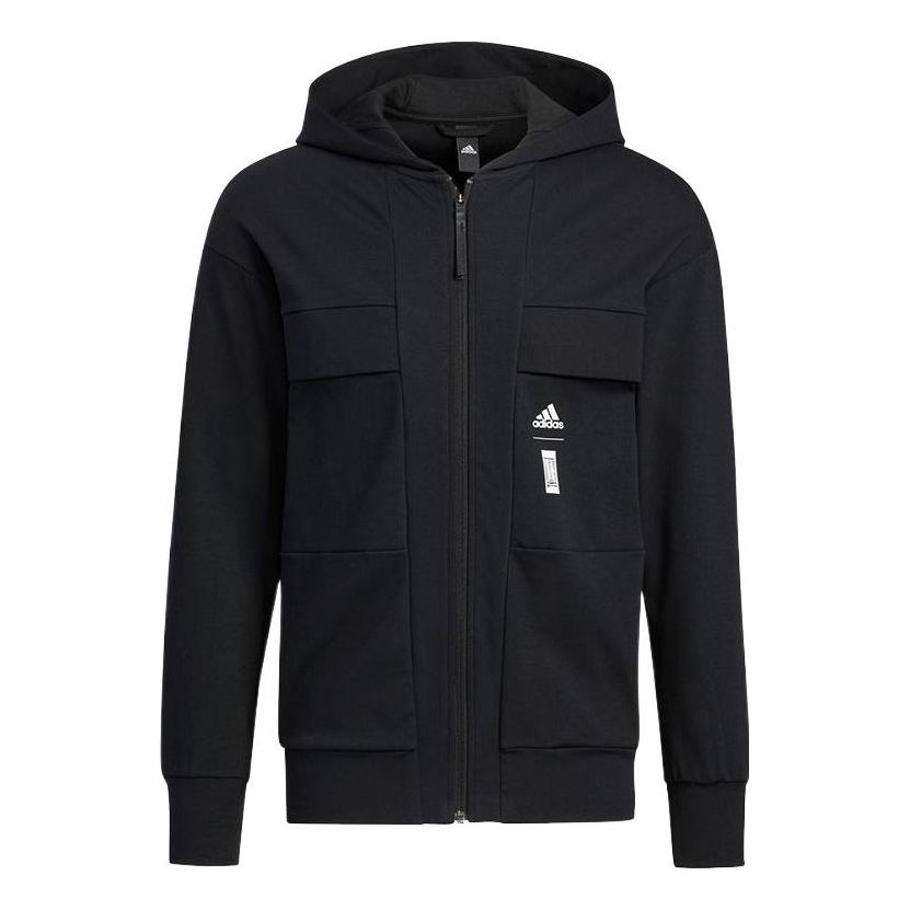 adidas WJ PO JKT Solid Color Knit Hooded Jacket Black HE5132