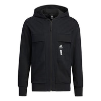 adidas WJ PO JKT Solid Color Knit Hooded Jacket Black HE5132