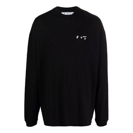 Men's Off-White FW21 Chest Logo Printing Round Neck Pullover Loose Fit Black OMAB032S21JER0011001