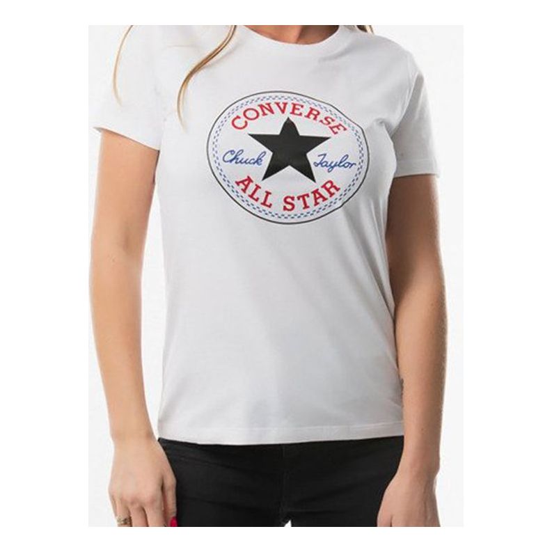 (WMNS) Converse All Star Round Neck Short Sleeve White 10017759-A04