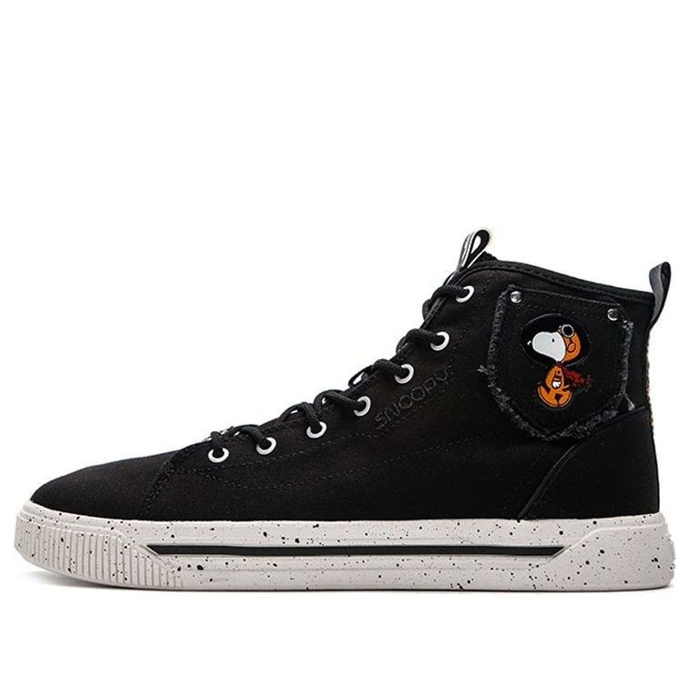 ANTA x SNOOPY High Top Canvas Shoes 'Black White' 912138604-2