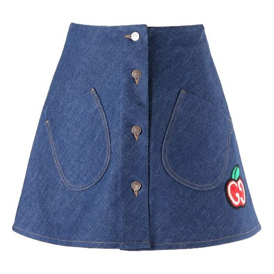 (WMNS) Gucci SS21 Single-Breasted Denim Skirt Blue 617336-XDBEN-4759
