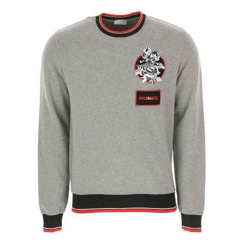 DIOR Rose Embroidered Cotton Crewneck Pullover For Men Grey 733J613M0500-830