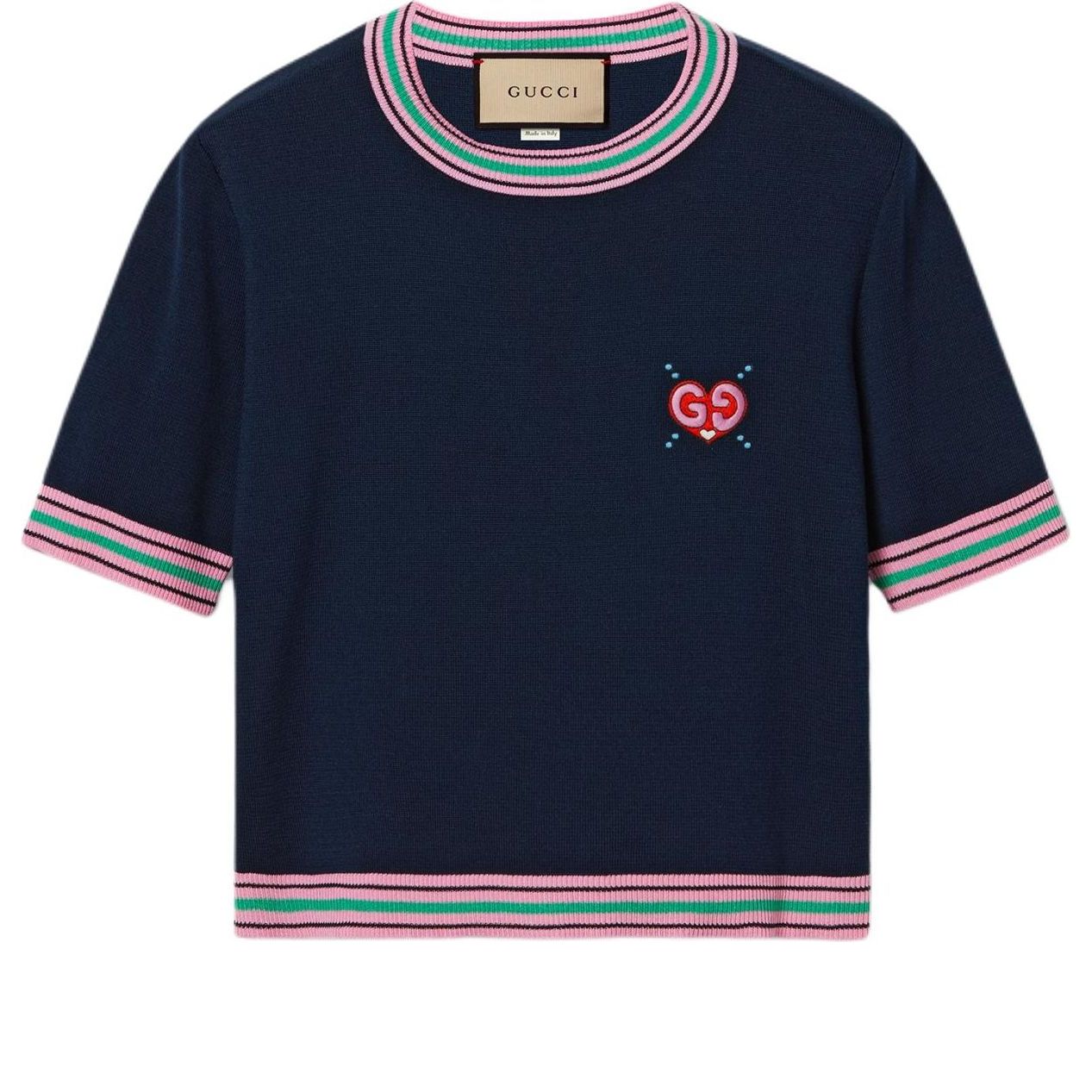 (WMNS) Gucci Fine Knit Sweater With Embroidery 'Navy' 782254-XKD0I-4215