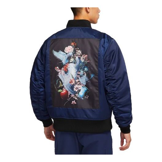 Men's Nike Sportswear Therma-FIT Printing Zipper Jacket Deep Navy Blue DD6506-410