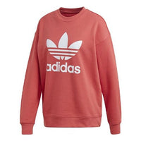 (WMNS) adidas originals Logo Printing Round Neck Sports Hoodie Red FM3291