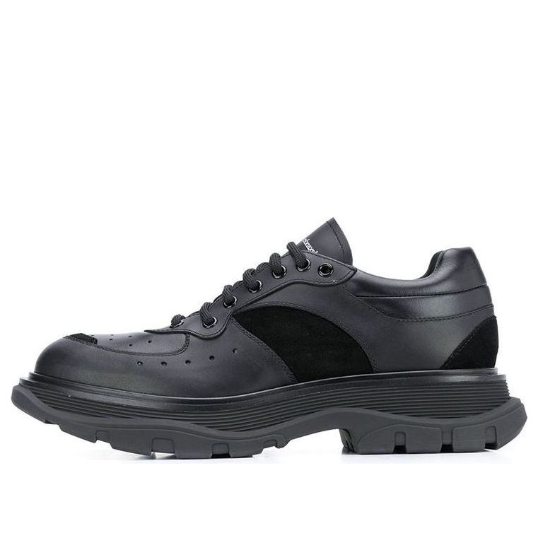 Alexander McQueen Tread Suede-panelled Leather Trainers 'Black' 627222WHRH51081