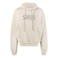 Men's Off-White SS22 Logo Embroidered Cotton Hooded Long Sleeves Version Khaki OMBB037S22FLE0061710
