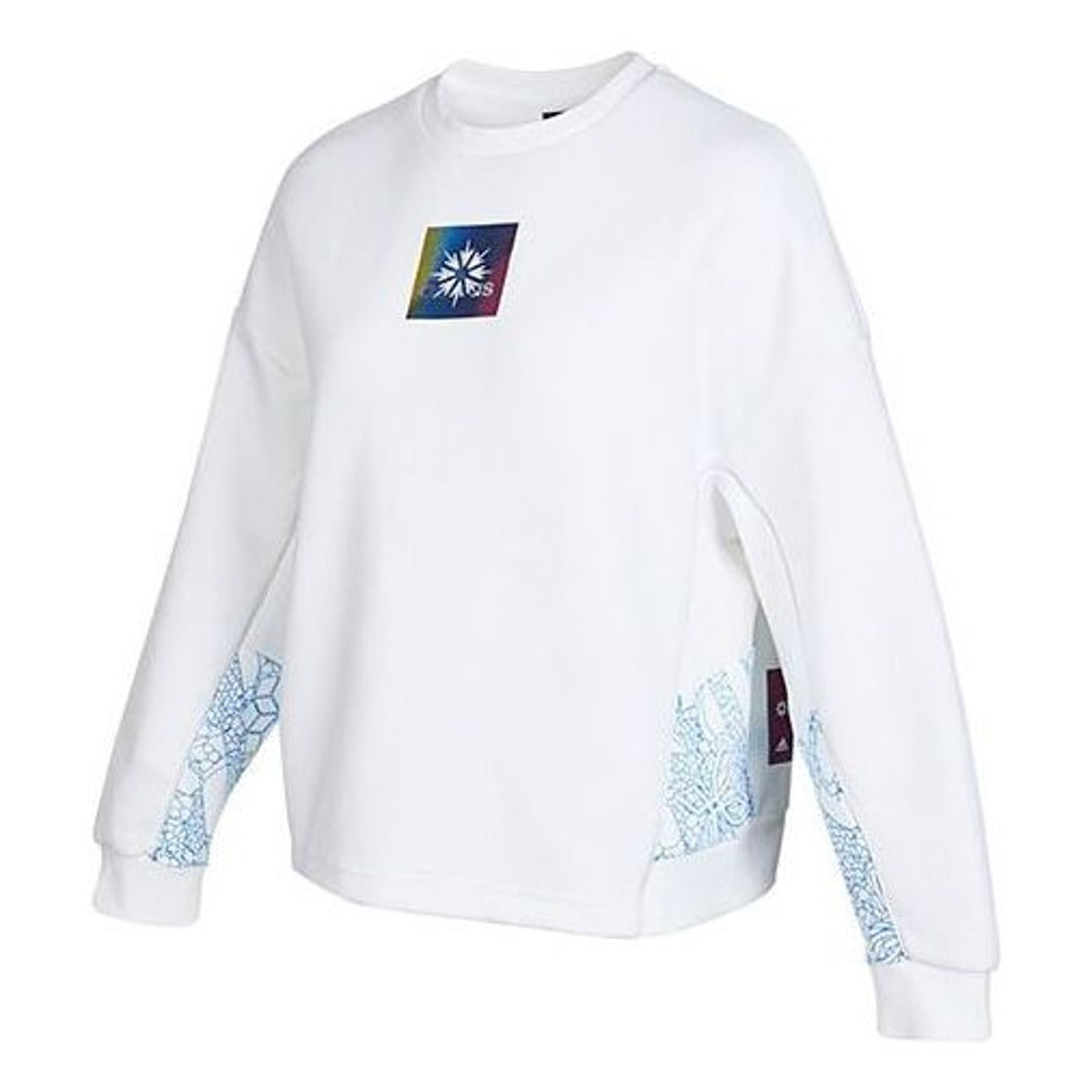 (WMNS) adidas Crew Sweatshirt 'White Blue' HE2918