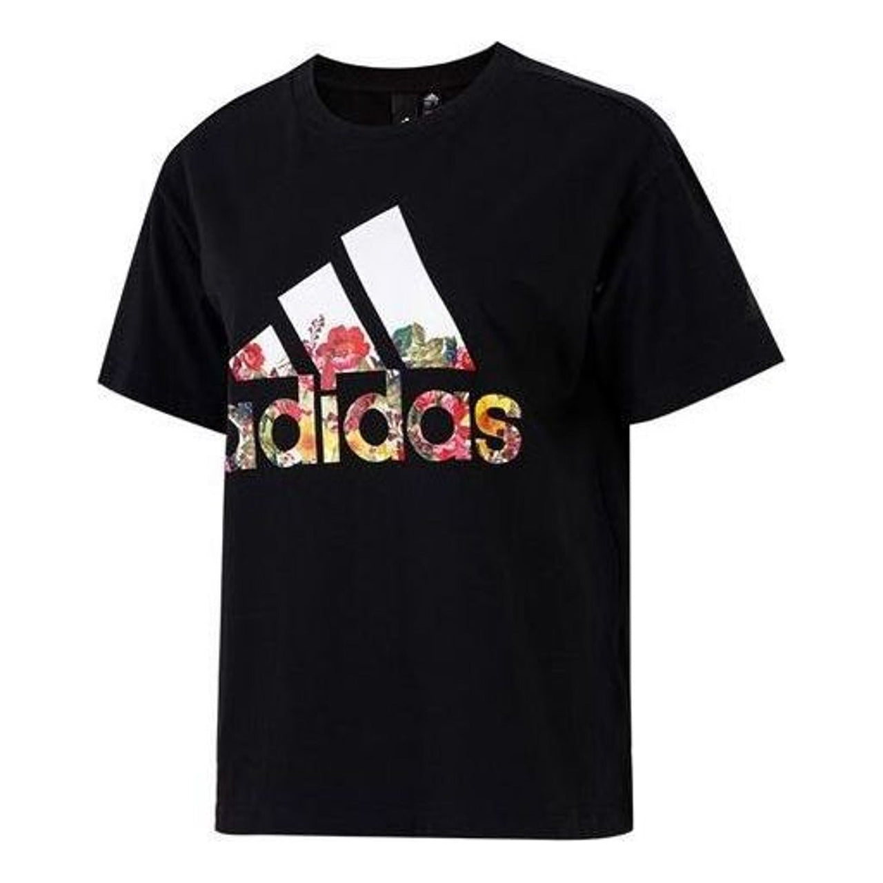 (WMNS) adidas Flower Graphic T-Shirt 'Black White' HN7754