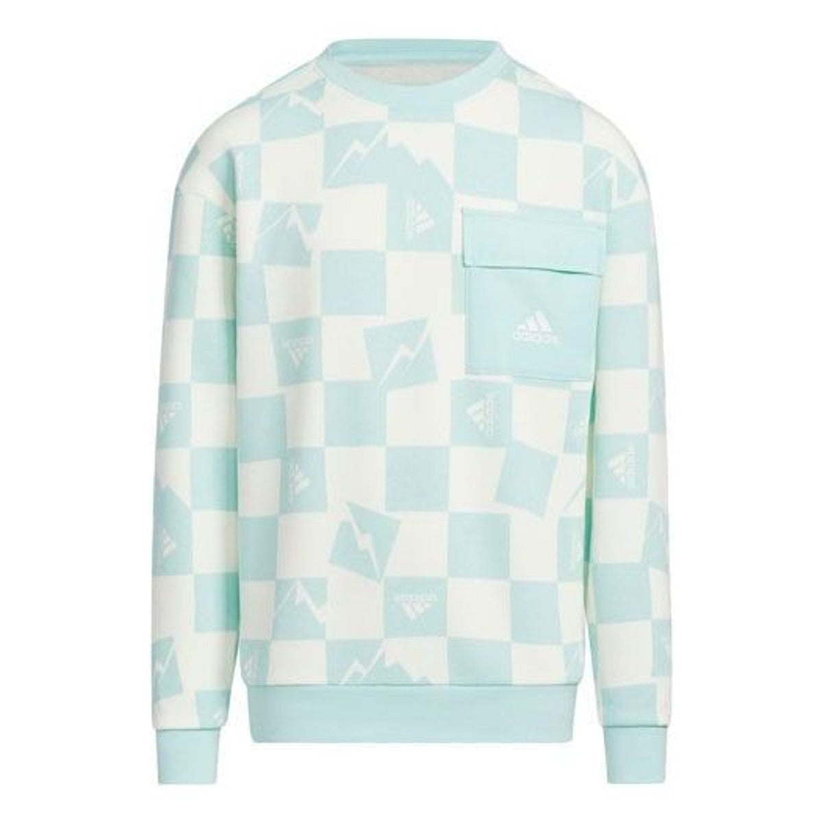 (GS) adidas Knit Warm Crew Sweatshirt 'White Teal' IN5204