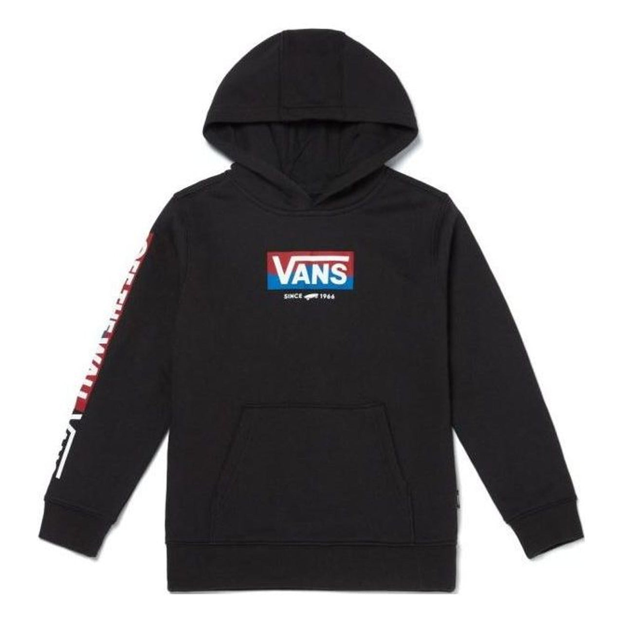 (GS) Vans Logo Printed Hoodie 'Black Red Blue' VN0A5FLZBLK