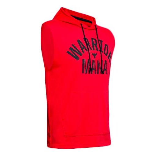 Men's Under Armour Project Rock Training Sports hooded Sleeveless Red 1352693-608